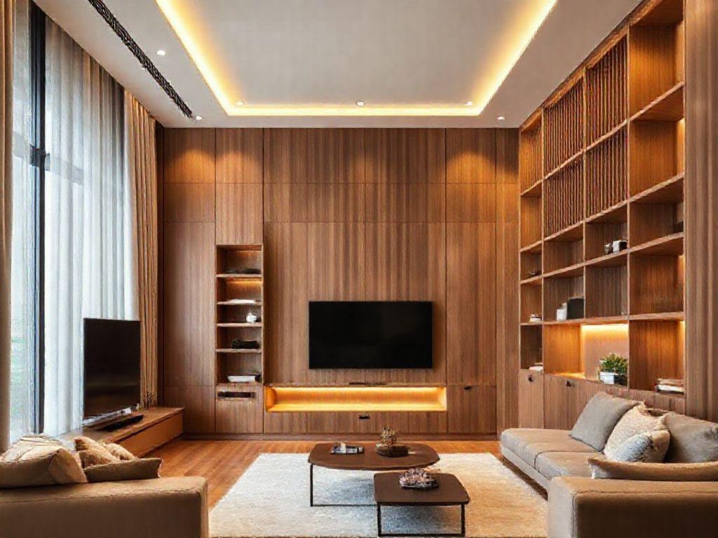 Floor to ceiling built-in storage in solid wood