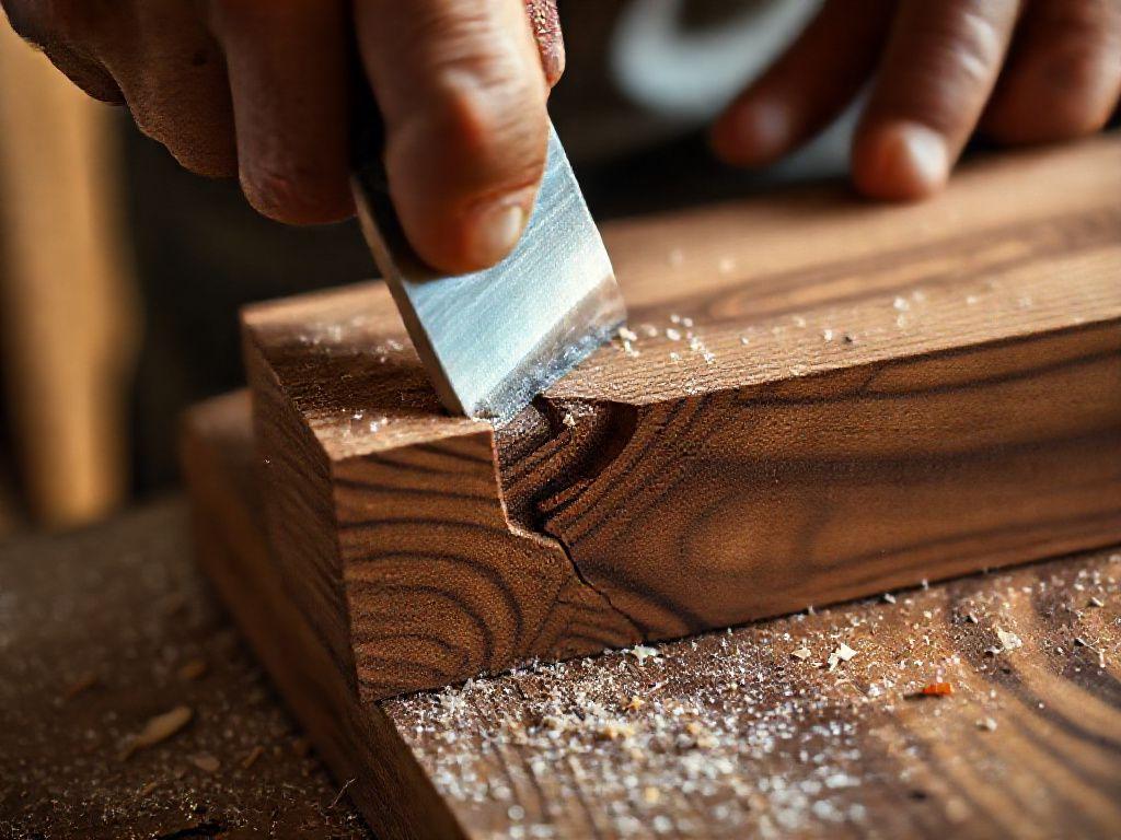 Carpenter cutting a joint by hand