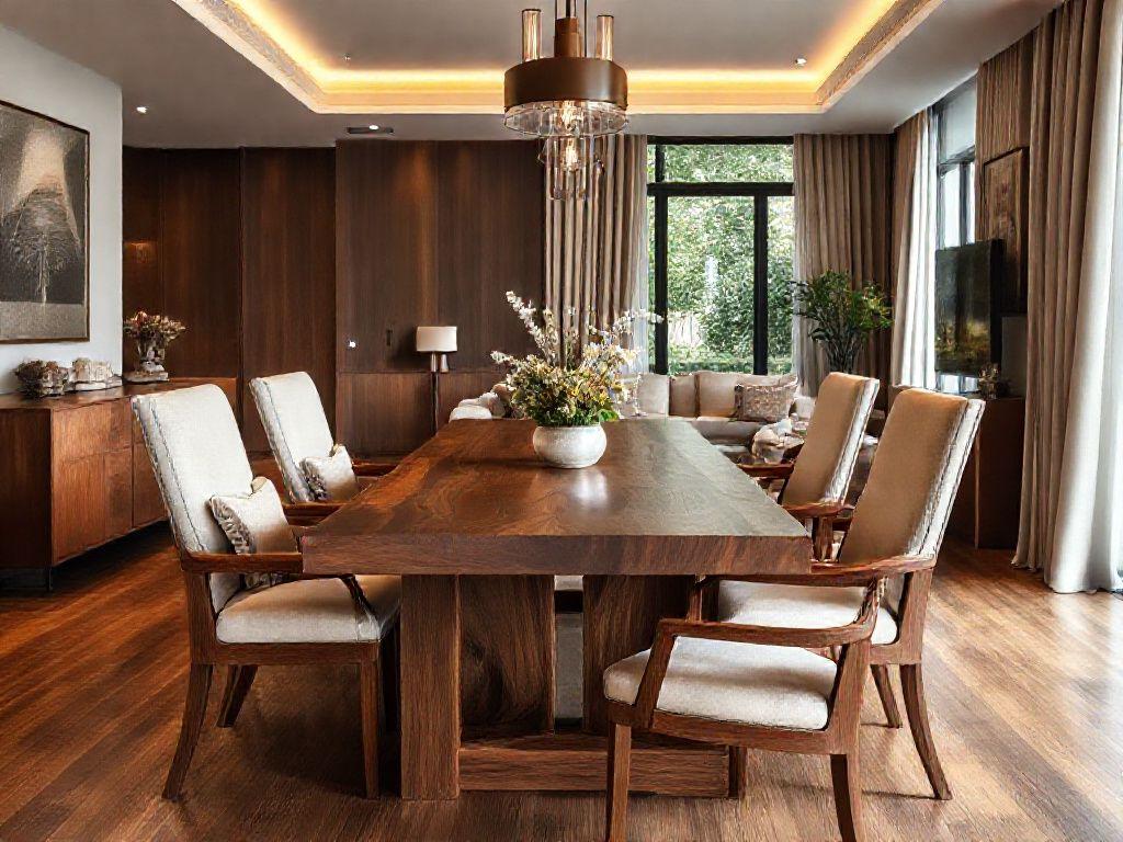 Solid wood dining table and living room furniture
