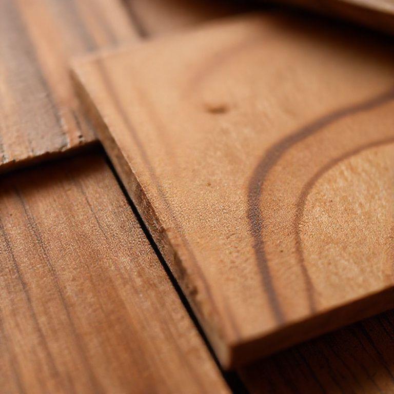 Freshly sanded tropical hardwood samples showing grain and colour